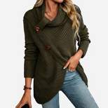 Women's Buttoned Turtleneck Wrap Sweater - Cupshe