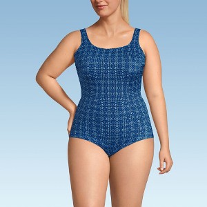 Lands' End Women's Chlorine Resistant Scoop Neck Soft Cup Tugless Sporty One Piece Swimsuit - 1 of 3
