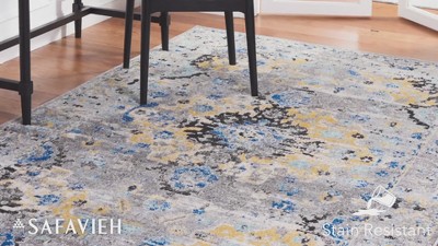 Gray Synthetic Flat Woven Stain-Resistant Area Rug