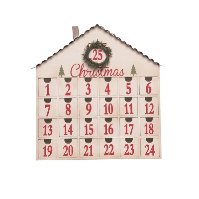 Transpac Wood 17.25 in. Multicolor Christmas Countdown House