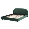 Velvet Upholstered Bed Frame, Modern Curved Headboard Platform Bed with Soft Velvet Fabric, Sturdy Wood Slat Support, Easy Assembly-- Frevyn - 4 of 4