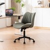 YOUNIKE Swivel Office Chair Modern Adjustable Desk Executive Task Chair Leather Rolling Side Vanity Chair 24.41"Wx25.2"Dx(29.92-33.07)"H - 3 of 4