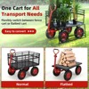 Steel Garden Cart,Heavy Duty Metal Yard Utility Wagon with Removable Mesh Sides,2-in-1 180°Rotating Handle and 16 inch Wheels, Steel Utility - 2 of 4