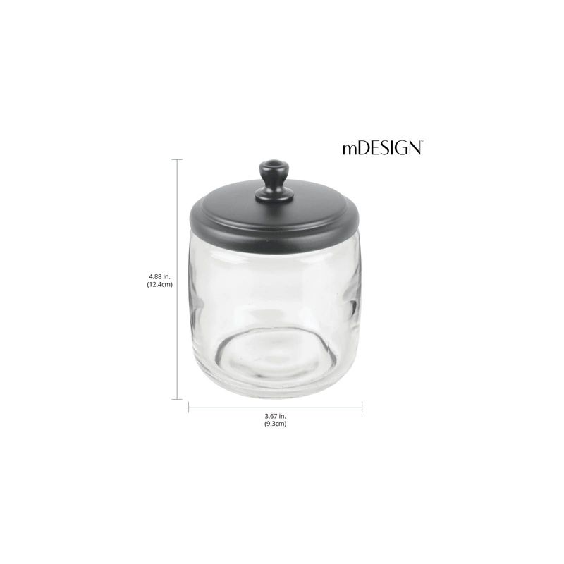 mDesign Round Glass Apothecary Canister Jar with Steel Lid, 2 Pack, 4 of 9
