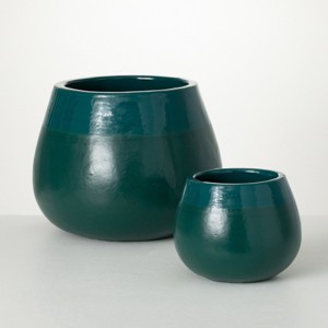 12.25"H Sullivans Turquoise Fat-Bottomed Pot Set of 2, Multicolored - 1 of 4