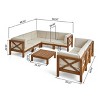 Christopher Knight Home Keith Outdoor Acacia Wood 8 Seater Sectional Sofa Chat Set with Cushions - 2 of 4