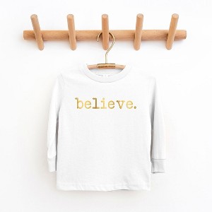 The Juniper Shop Believe Puff Print Toddler Long Sleeve Tee - 1 of 3