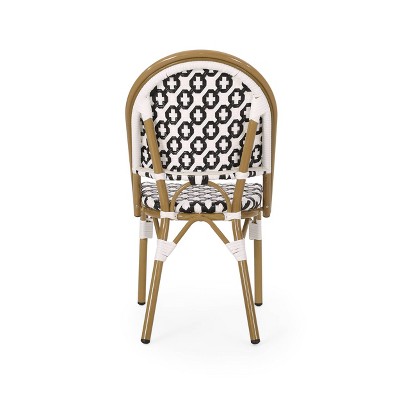 Black and White Bamboo Finish Armless Bistro Chairs, Set of 2