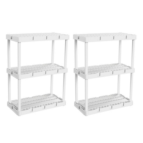 Gracious Living 3 Shelf Storage Unit Organizers for Home or Garage, White (2 Pack)