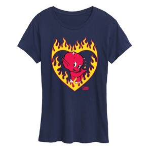 Women's - Hot Stuff - Flaming Heart Short Sleeve Graphic T-Shirt - 1 of 4