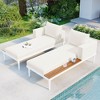 Chic Crate - Beige 2 in 1 Padded Chaise Lounges for Deck Balcony - Modern Outdoor Daybed with Wood Topped Side Spaces - 2 of 4