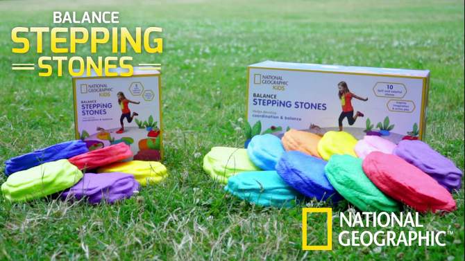 NATIONAL GEOGRAPHIC 10 Colorful Foam Stepping & Balance Stones for Kids & Toddlers, 2 of 8, play video