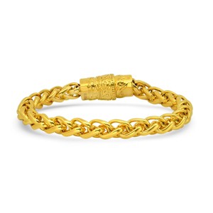 Steeltime Men's 18k gold plated stainless steel wheat chain bracelet with antique clasp - 1 of 4