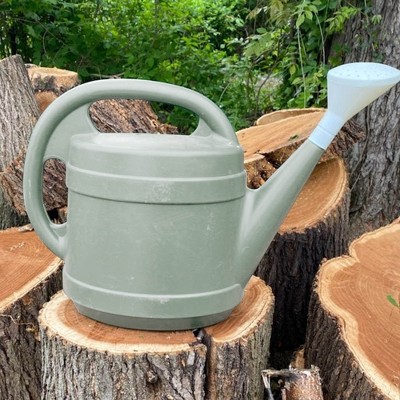 Gray 2-Gallon Ergonomic Plastic Watering Can with Large Mouth