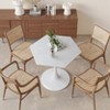 31.50inModern Hexagonal Coffee Table with White Printed Marble Top and Metal Base for Dining Room, Kitchen and Living Room - 3 of 4