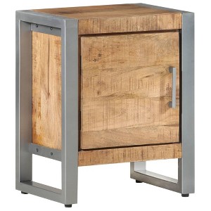 vidaXL Bedside Cabinet 15.7"x11.8"x19.7" Rough Mango Wood - 1 of 4