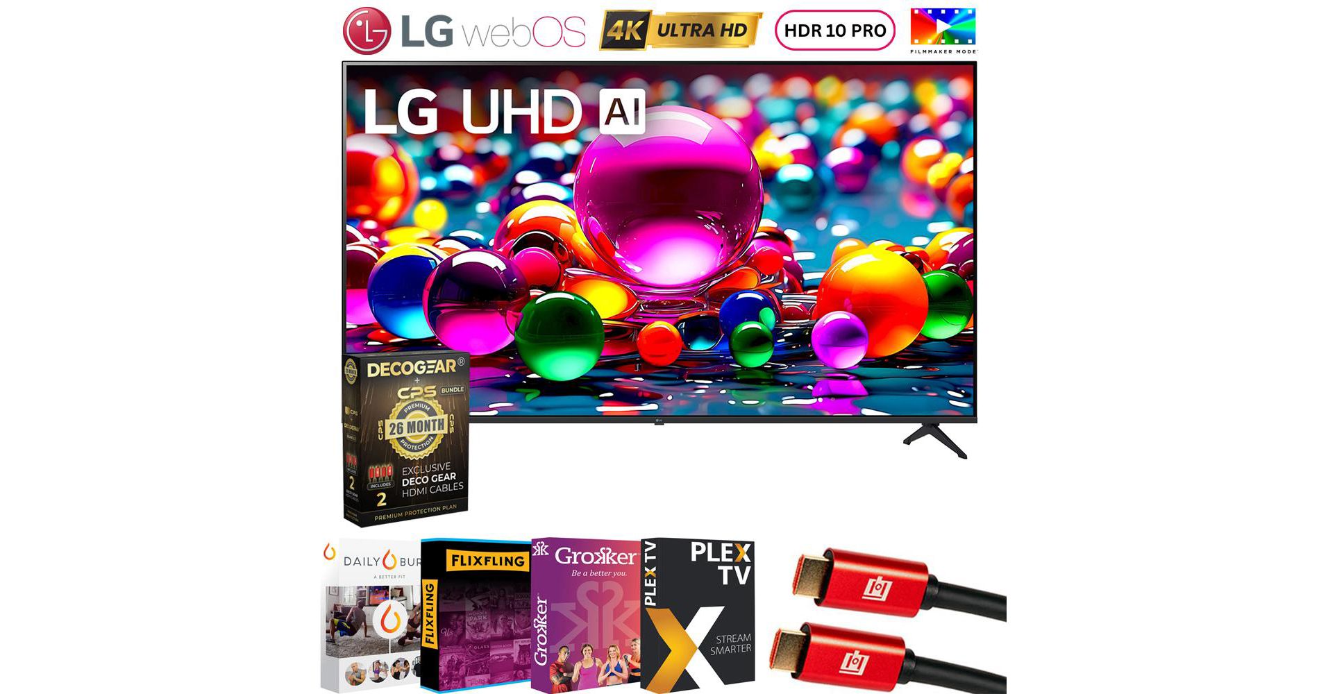 LG 43 Inch UA77 LED AI 4K UHD Smart webOS TV (2025) w/ 26 Month Protection Bundle