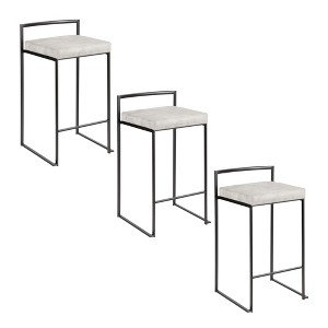 26" Contemporary Stackable Metal Counter Stools with Padded Upholstered Seats (Set of 3) for Kitchen Island or Dining Space - 1 of 4