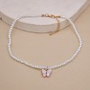 Boersma Elegant White Pearl Choker Necklace – Small Round Pearl Butterfly Pendant, Fashion Jewelry for Women, Wedding & Party Accessories - 2 of 4