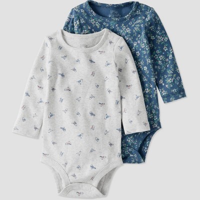 Image of Baby 2pk Organic Cotton Floral Bodysuit - little planet by carter's Blue 6M