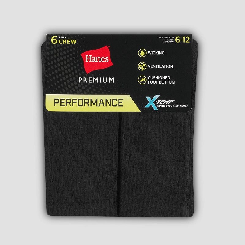 Men's Hanes Premium Performance Cushioned Crew Socks 6pk, 4 of 5