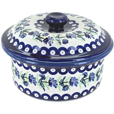 Blue Rose Polish Pottery Sweet Annie Round Baker with Lid