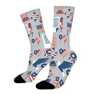American Flag Independent Women Printed Crew Socks Funny Funky Socks Soft Polyester Novelty Gifts for Artists Men - 1 of 1