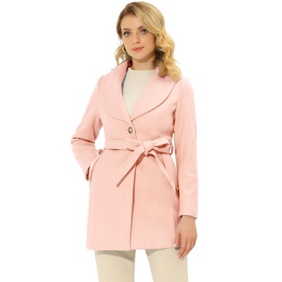 INSPIRE CHIC Women's Casual Shawl Collar Single Breasted Belted Overcoat