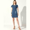 Allegra K Women's Short Sleeve Side Pockets Button Down Summer Denim Dress - 3 of 4