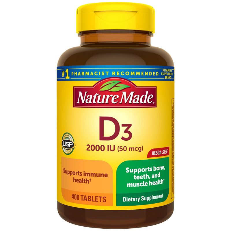 Nature Made Vitamin D3 2000 IU (50 mcg) Tablets for Muscle, Teeth, Bone & Immune Support Supplement, 3 of 10