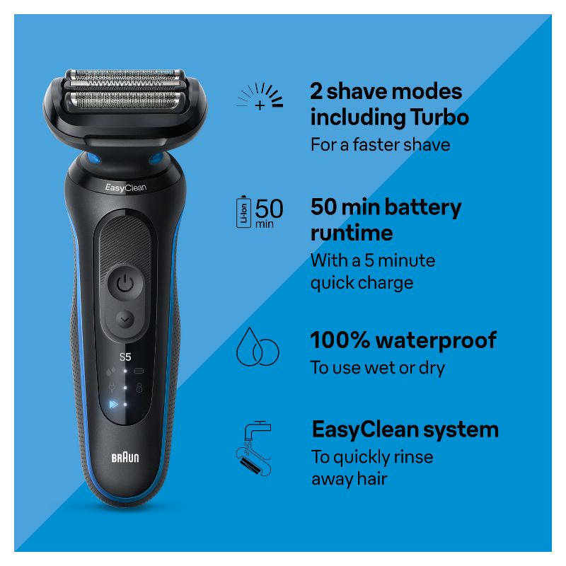Braun Series 5-5118s Rechargeable Wet &#38; Dry Shaver, 2 of 9