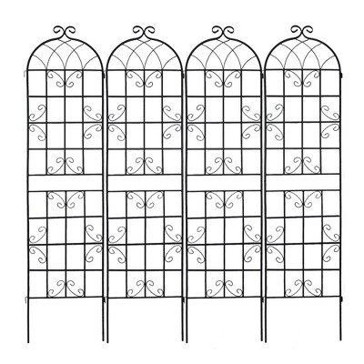 86.7" Metal Garden Trellis for Climbing Plants - Rustproof Outdoor Plant Support for Roses, Vines, Vegetables - Elegant Fence Netting (4-Pack)