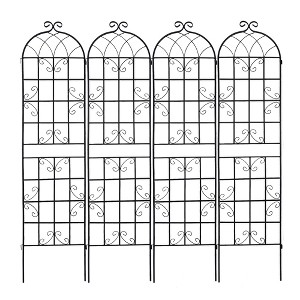 86.7" Metal Garden Trellis for Climbing Plants - Rustproof Outdoor Plant Support for Roses, Vines, Vegetables - Elegant Fence Netting (4-Pack) - 1 of 4