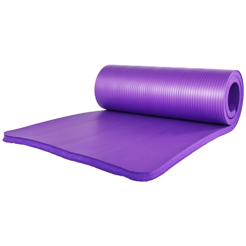 BalanceFrom All-Purpose 71" x 24" x 1-Inch Extra Thick High Density Anti-Tear Exercise Yoga Mat, Knee Pad with Carrying Strap & 2 Yoga Blocks, Purple, 4 of 6