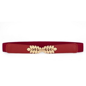 INSPIRE CHIC Women's Leaf Shaped Interlocking Buckle Stretch Cinch Belt 2.5cm Wide - 1 of 4