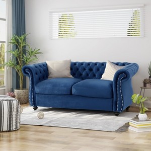 NicBex 61.8 Inch Loveseat,Modern Chesterfield Fabric Loveseat Sofa with Nailhead Accents,Upholstered 2-Seater Couch for Living Room - 1 of 4