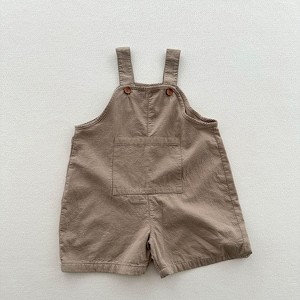 MyKids-USA New Arrival Summer Baby Kids Solid Color Cotton Overalls - 1 of 4