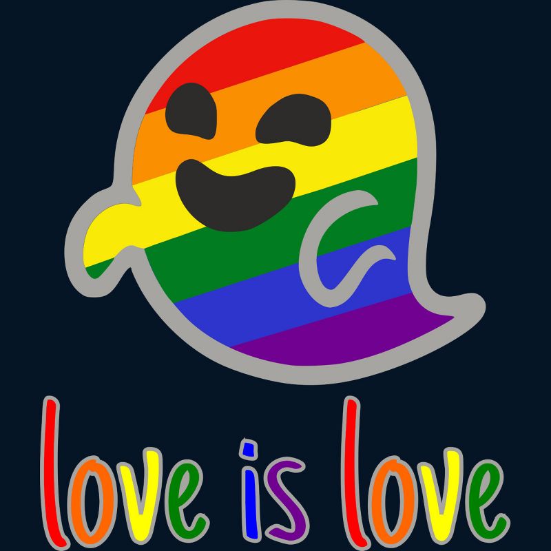 Adult Design By Humans Happy Ghost Love is Love Pride By T-Shirt, 2 of 3