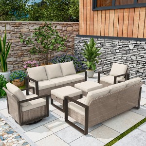 UPTIOT 6-Piece Outdoor Patio Conversation Set - 1 of 4