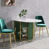 Yukimo 59.1" Modern Rectangle Leaf Folding Dining Table with Storage - Green MDF Top & Gold Metal Base, Seats 4-6 - 3 of 4