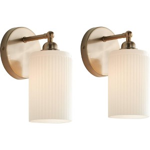 Possini Euro Design 360 Lighting David 9 1/2" High Gold and White Glass Sconces Set of 2 - 1 of 4
