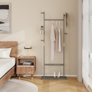 HDZNVF Garment Rack Solid Wood, Gray - 1 of 4