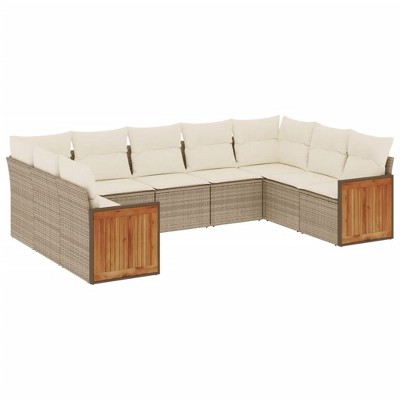 vidaXL 9 Piece Patio Sofa Set with Cushions - Gray Without Table