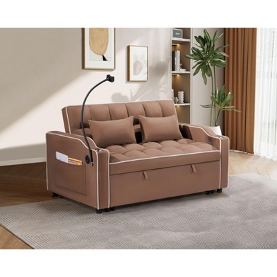 NicBex Foldable Sofa Bed,Modern Pull-Out Sofa Bed with Adjustable Back,USB Ports,Ashtray and Swivel Phone Stand for Living Room,Apartment,Office,Brown