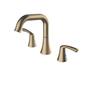 Gulches Brushed Gold Widespread Bathroom Faucet, 8-Inch 3-Hole Sink Faucet with 2 Handles, Pop Up Drain Assembly, 100% Lead-Free - 1 of 4