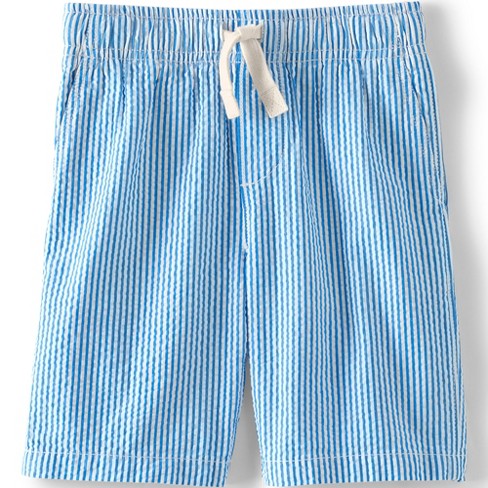 Lands' End Kids Seersucker Pull On Elastic Waist Shorts - Large -  Blue/White Stripe Seersucker