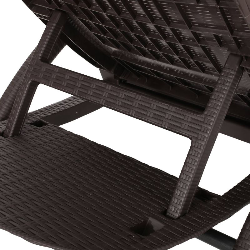 Waverly 2pc Patio Faux Wicker Chaise Lounge - Dark Brown - Christopher Knight Home, 4 of 7