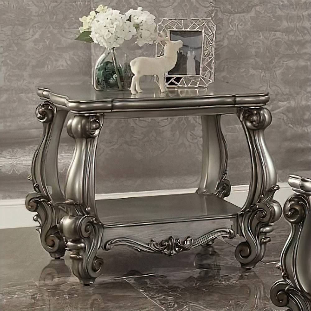 Photos - Coffee Table 31" Versailles Accent Table Antique Platinum - Acme Furniture
