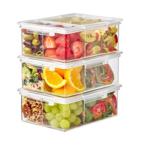 Attop Airtight Bento Box Clear Food Storage Containers Set of 3 Microwave Dishwasher Freezer Safe Durable BPA Free Stackable Meal Prep - 1 of 4