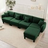 L-Shape Sectional Sofa with Ottoman, 4-Seater Sofa with Armrests and Cylindrical Legs, Boucle Fabric Couch with Cushion-Coolbibila - 3 of 4